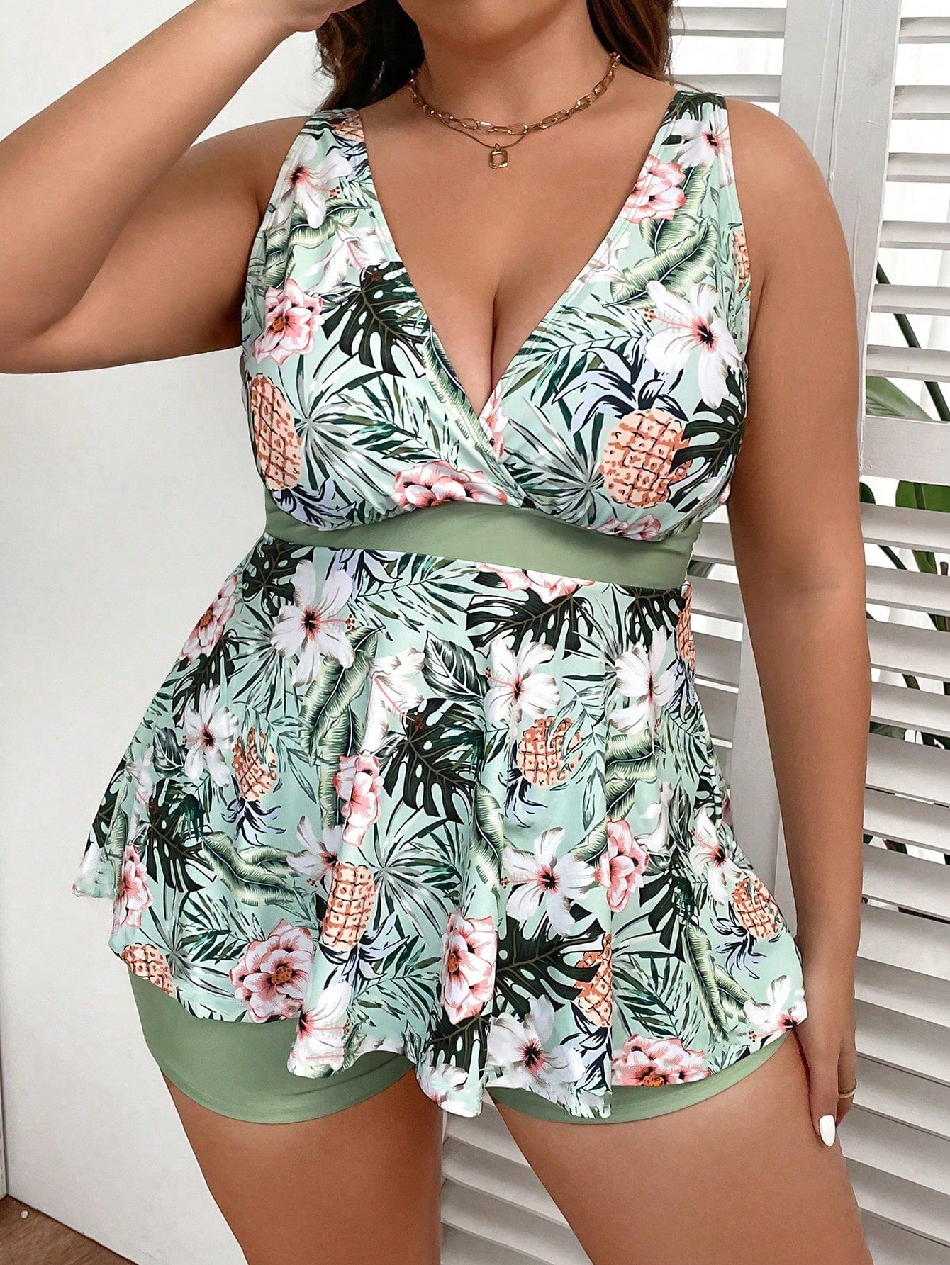 Conjunto Plus Size Tankini Halterneck Flores, Conjuntos kimono feminino, conjunto kimono feminino, kimono feminino, quimonos femininos, Conjunto feminino verão, Conjuntos femininos lisos, Kimonos lisos,  Kimono cor lisa,  Conjunto Kimono Plus Size liso,