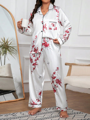 Pijama Cetim Plus Size Luxo Floral Champagne, Pijama Cetim Plus Size Luxo Flores Calça Longa, pijamas plus size, pijama feminino, pijamas feminino, pijamas plus size, pijama feminino plus size, pijama longo plus, pijamas femininos inverno plus size,