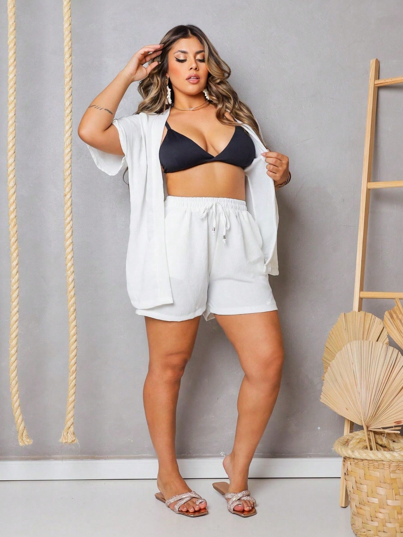 Conjunto Kimono Moda Verão Branco Plus Size, Conjuntos kimono feminino, conjunto kimono feminino, kimono feminino, quimonos femininos, Conjunto feminino verão, Conjuntos femininos lisos, Kimonos lisos,  Kimono cor lisa,  Conjunto Kimono Plus Size liso,