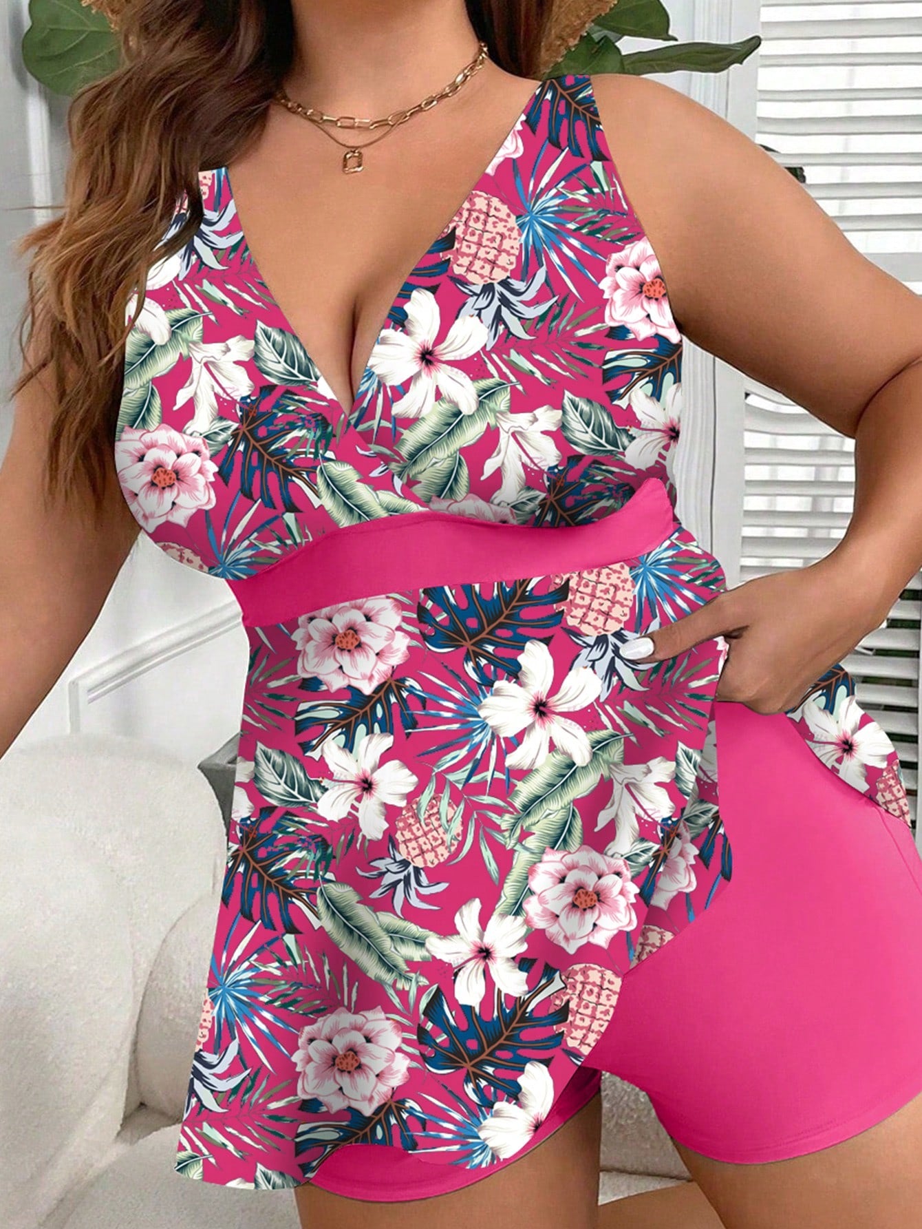 Conjunto Plus Size Tankini Halterneck Flores, Conjuntos kimono feminino, conjunto kimono feminino, kimono feminino, quimonos femininos, Conjunto feminino verão, Conjuntos femininos lisos, Kimonos lisos,  Kimono cor lisa,  Conjunto Kimono Plus Size liso,