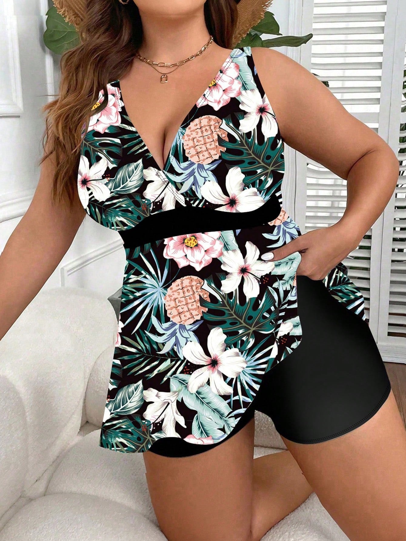 Conjunto Plus Size Tankini Halterneck Flores, Conjuntos kimono feminino, conjunto kimono feminino, kimono feminino, quimonos femininos, Conjunto feminino verão, Conjuntos femininos lisos, Kimonos lisos,  Kimono cor lisa,  Conjunto Kimono Plus Size liso,