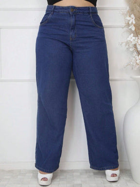 calça Jeans Feminina Perna Larga Plus Size  Retrô Blogueira, calça jeans feminina cintura alta, calça cintura alta jeans feminina, calça feminina cintura alta jeans, calça feminina jeans cintura alta, calça jeans feminino cintura alta,