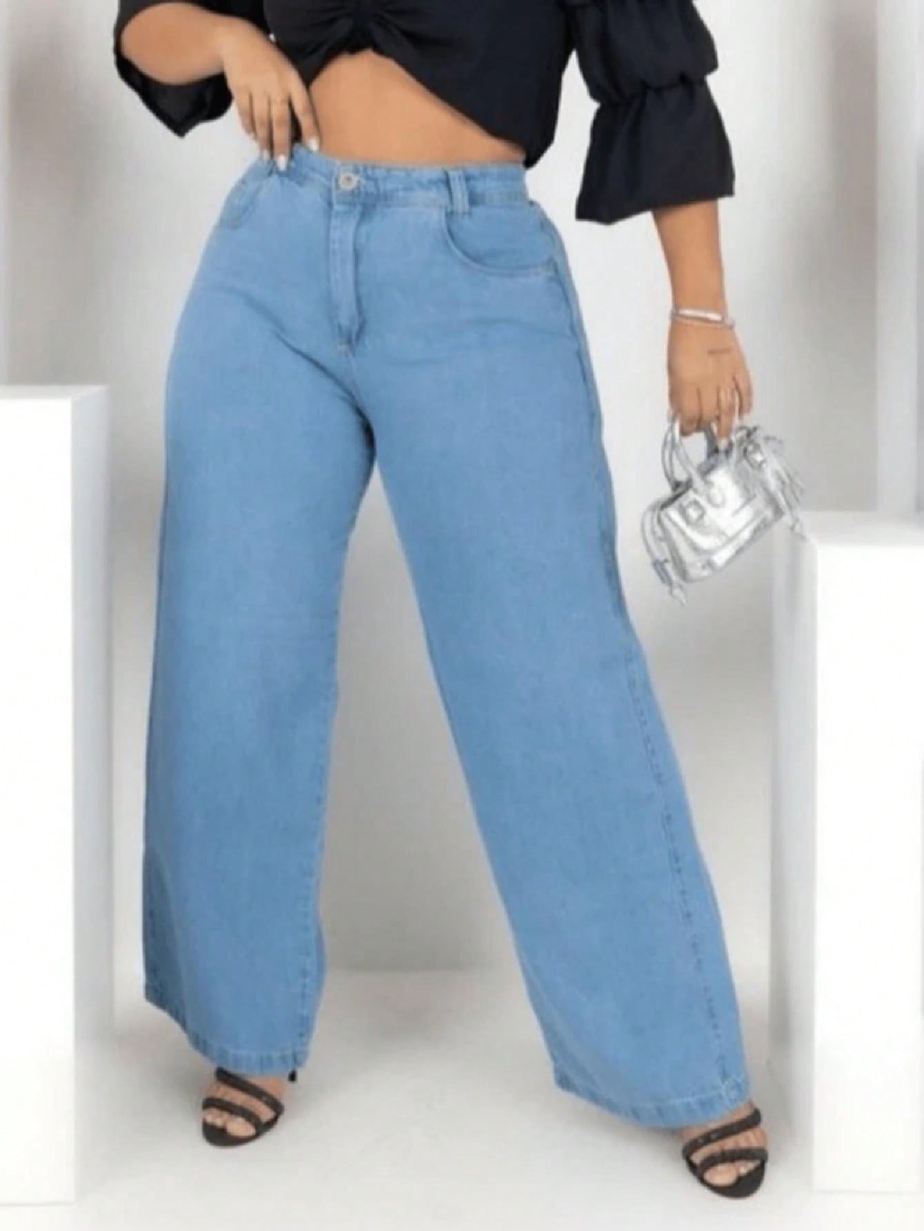 calça Jeans Feminina Perna Larga Plus Size  Retrô Blogueira, calça jeans feminina cintura alta, calça cintura alta jeans feminina, calça feminina cintura alta jeans, calça feminina jeans cintura alta, calça jeans feminino cintura alta,