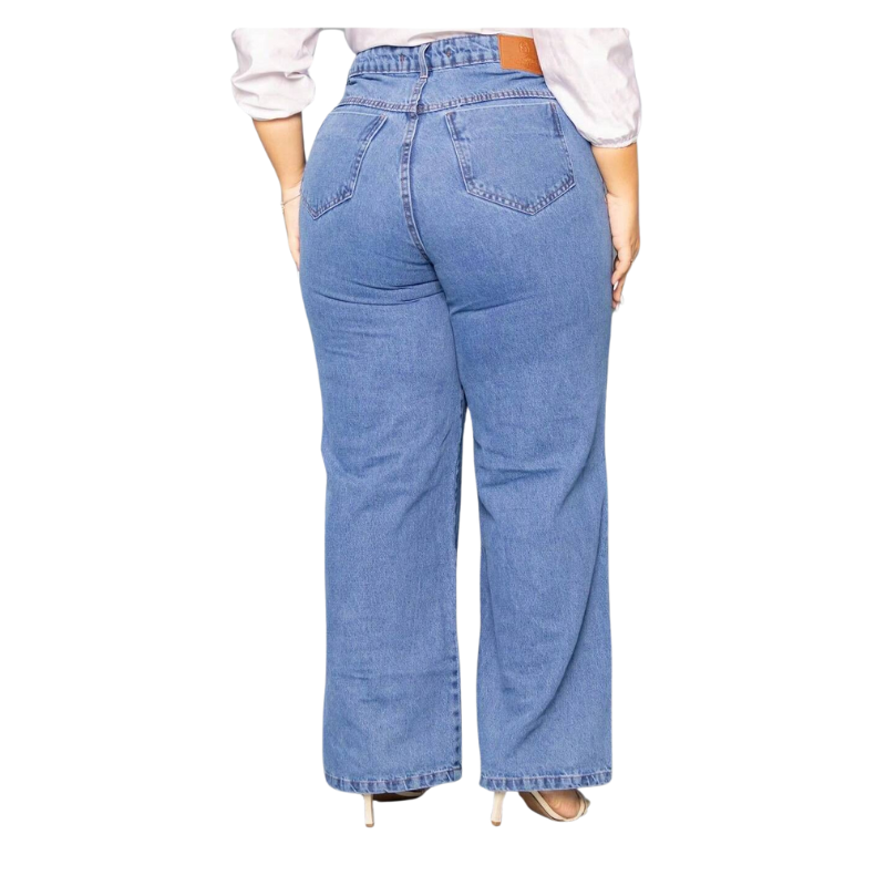 Calça Feminina Pantalona Jeans Liso Plus Size Calça Feminina Easywear Canelado Plus Size, calça feminina plus size bolso, calça jeans feminina plus size cintura alta, calça cintura baixa, calça jeans plus size, calça alfaiataria plus size, calça jeans feminina plus size, calças femininas plus size, calças femininas legging,