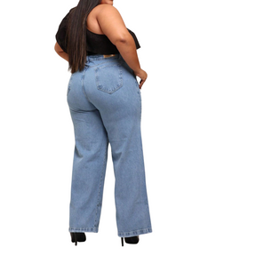 calça Jeans Feminina Perna Larga Plus Size  Retrô Blogueira, calça jeans feminina cintura alta, calça cintura alta jeans feminina, calça feminina cintura alta jeans, calça feminina jeans cintura alta, calça jeans feminino cintura alta rasgadinha, calça Jeans Feminina Perna Larga Plus Size,