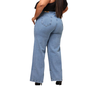 calça Jeans Feminina Perna Larga Plus Size  Retrô Blogueira, calça jeans feminina cintura alta, calça cintura alta jeans feminina, calça feminina cintura alta jeans, calça feminina jeans cintura alta, calça jeans feminino cintura alta rasgadinha, calça Jeans Feminina Perna Larga Plus Size,