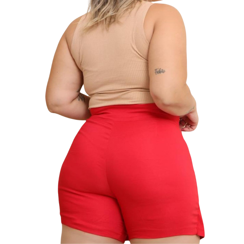 Short Saia Plus Size Fenda  Cinto fixo