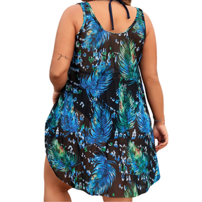 Vestido Feminino Plus Size  Tropical Sem Mangas