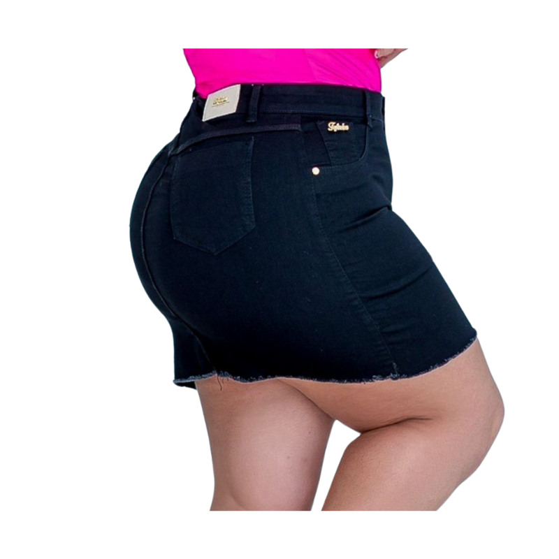 Mini Saia Plus Size Elastano Barra Desfiada