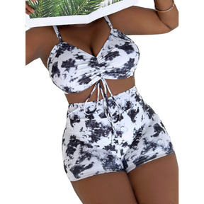 Conjunto de Maiô Bikini Plus Size Amarração Estilo Tropical