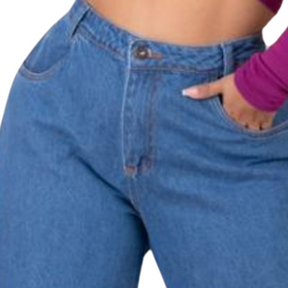 Calça Jeans Pantalona Perna Larga Plus Size