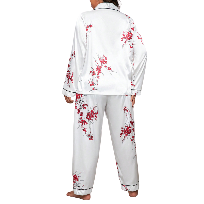 Pijama Cetim Plus Size Luxo Floral Champagne, Pijama Cetim Plus Size Luxo Flores Calça Longa, pijamas plus size, pijama feminino, pijamas feminino, pijamas plus size, pijama feminino plus size, pijama longo plus, pijamas femininos inverno plus size,